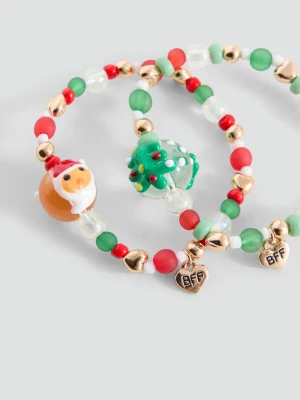 MANGO KIDS - Zestaw bransoletek świątecznych czerwony - Rozmiar uniwersalny - Dzieci