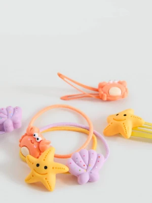 MANGO KIDS - Zestaw gumek i spinek jasny/pastelowa purpura - Rozmiar uniwersalny - Dzieci