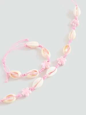 MANGO KIDS - Zestaw naszyjnik i bransoletka blady róż - Rozmiar uniwersalny - Dzieci