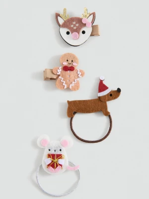 MANGO KIDS - Zestaw spinek i gumek do włosów piaskowy - Rozmiar uniwersalny - Dzieci