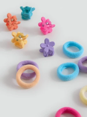 MANGO KIDS - Zestaw spinek i gumek do włosów różowy - Rozmiar uniwersalny - Dzieci