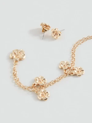 MANGO KIDS - Zestaw z naszyjnikiem i kolczykami złoty - Rozmiar uniwersalny - Dzieci