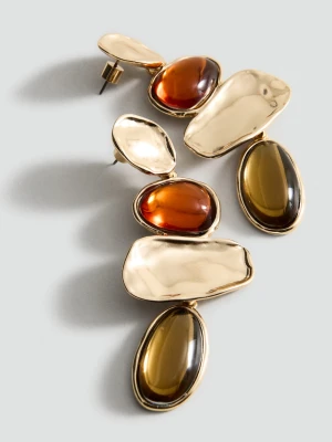 MANGO - Kolczyki długie łączone złoty - Rozmiar uniwersalny - Kobieta