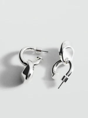 MANGO - Kolczyki połączone koła srebrny - Rozmiar uniwersalny - Kobieta