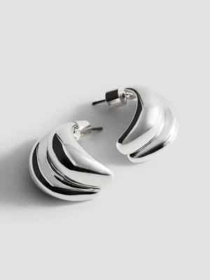 Kolczyki półkola z wypukłą teksturą srebrny - Kobieta - Rozmiar uniwersalny - MANGO