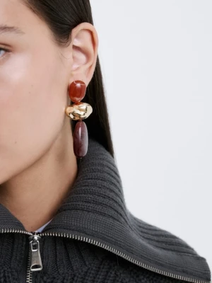 Kolczyki wiszące z łączonej żywicy złoty - Kobieta - Rozmiar uniwersalny - MANGO