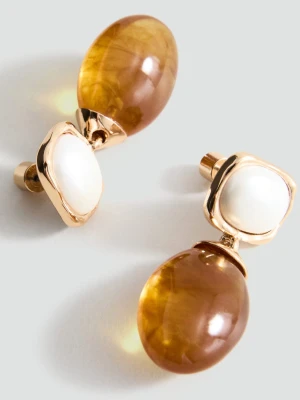 MANGO - Kolczyki z zawieszkami z żywicy złoty - Rozmiar uniwersalny - Kobieta