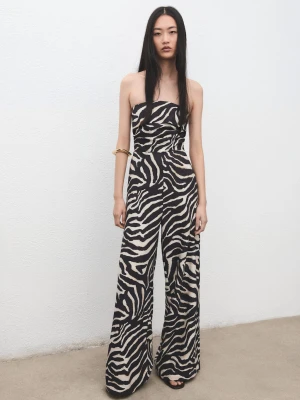 Kombinezon bez ramiączek z nadrukiem czarny - Kobieta - - MANGO