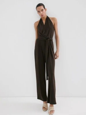 MANGO - Kopertowy kombinezon z wiązaniem brązowy - - Kobieta