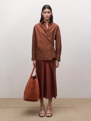 MANGO - Koszula bawełniana kopertowa rudy - - Kobieta