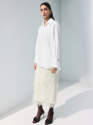 MANGO - Koszula bawełniana oversize biały - - Kobieta