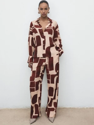 MANGO - Koszula geometryczny wzór kremowy / écru - - Kobieta