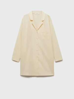 MANGO - Koszula nocna bawełniana garment washed waniliowy - - Kobieta