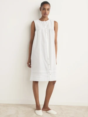 MANGO - Koszula nocna wykończona koronkową tasiemką biały - - Kobieta