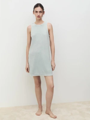 MANGO - Koszula nocna z bawełny frotte overdyed miętowa zieleń - - Kobieta