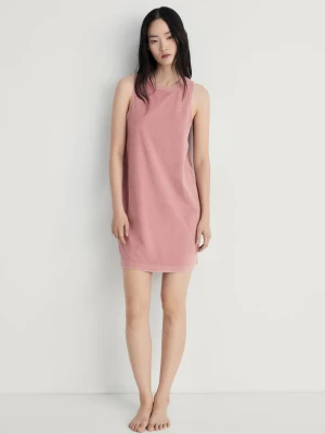 MANGO - Koszula nocna z bawełny frotte overdyed różowy - - Kobieta