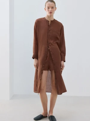 MANGO - Koszula nocna z ramii brązowy - - Kobieta