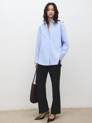 MANGO - Koszula oversize z kieszenią błękitny - - Kobieta