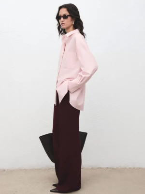 MANGO - Koszula oversize z kieszenią pastelowy róż - - Kobieta