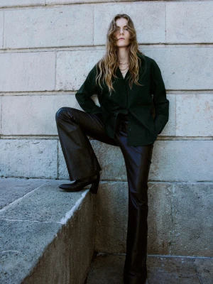 MANGO - Koszula oversize z kieszenią zielony - - Kobieta