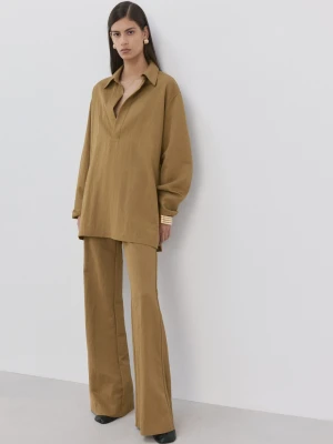 MANGO - Koszula oversize z kołnierzem koszulowym khaki - - Kobieta