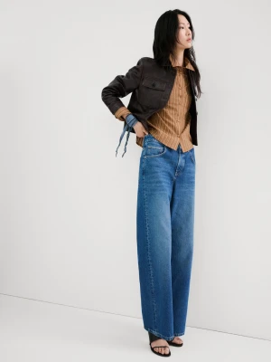 MANGO - Koszula w paski z ozdobnym strasem brązowy - - Kobieta