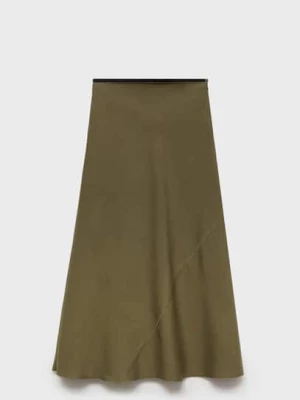 MANGO - Koszula z bawełny 100% khaki - - Kobieta