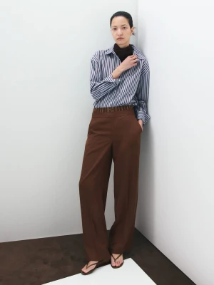 Koszula z bawełny w paski błękitny - Kobieta - - MANGO