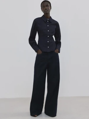 MANGO - Koszula z denimu ze szwami niebieski - - Kobieta