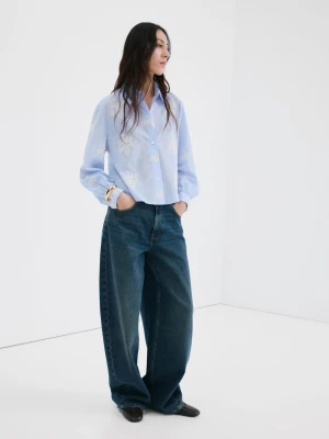 Koszula z kwiatowym wzorem błękitny - Kobieta - - MANGO