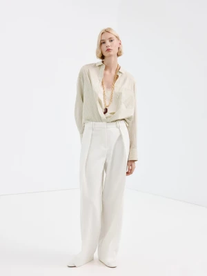 MANGO - Koszula z lyocellu z kieszenią pastelowy żółty - - Kobieta