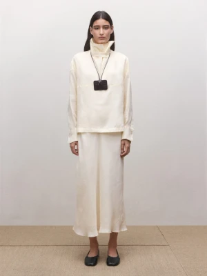 MANGO - Koszula z lyocellu z kołnierzem kominowym kremowy / écru - - Kobieta