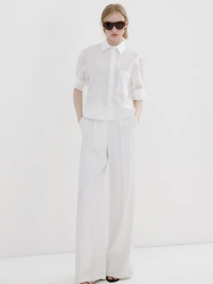 MANGO - Koszula z perłami na kieszeni złamana biel - - Kobieta