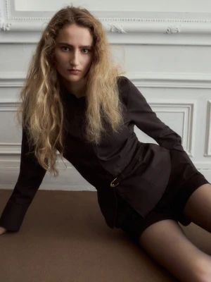 MANGO - Koszula z popeliny o taliowanym kroju brązowy - - Kobieta