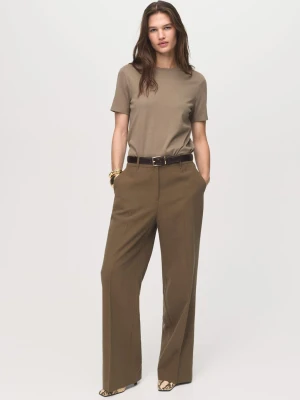 MANGO - Koszulka bawełniana z krótkim rękawem średni brązowy - - Kobieta