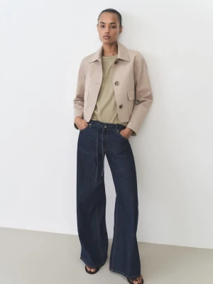 MANGO - Koszulka bawełniana z krótkimi rękawami khaki - - Kobieta