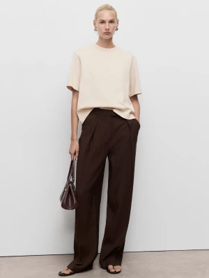 MANGO - Koszulka oversize z bawełny jasny / pastelowy szary - - Kobieta