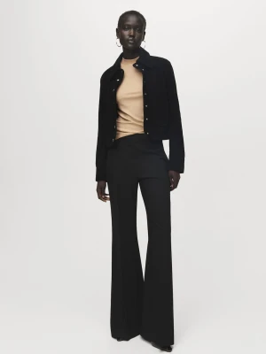 MANGO - Koszulka z lureksu z połgolfem złoty - - Kobieta