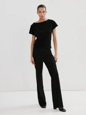 MANGO - Koszulka z metalicznym detalem czarny - - Kobieta