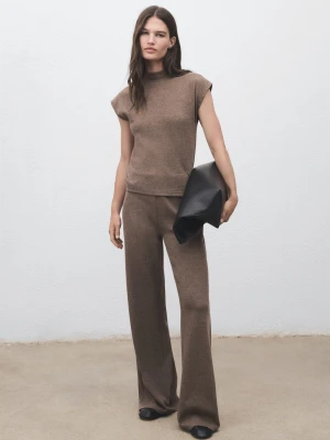 Koszulka z półgolfem średni brązowy - Kobieta - - MANGO