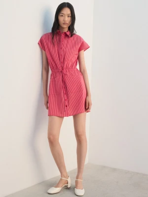 Koszulowa sukienka w pasy czerwony - Kobieta - - MANGO