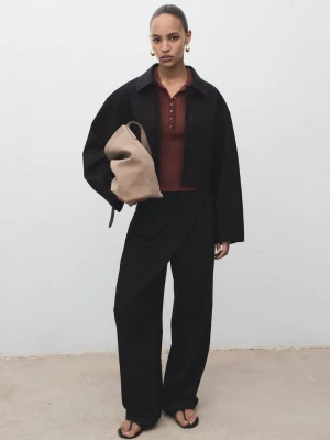 MANGO - Krótka kurtka z kieszeniami czekoladowy - - Kobieta