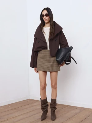 Krótka spódnica w pepitkę brązowy - Kobieta - - MANGO