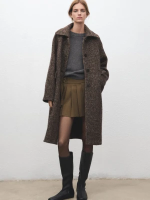 MANGO - Krótka spódnica z zakładkami i klamrami brązowy - - Kobieta