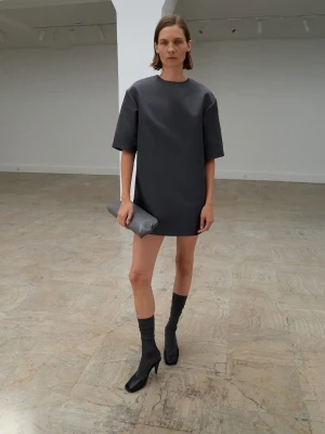 Zdjęcie produktu MANGO - Krótka sukienka satynowa antracytowy - - Kobieta