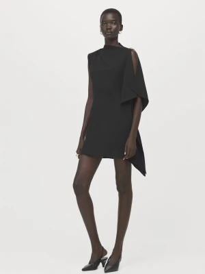 Krótka sukienka z asymetrycznym rękawem czarny - Kobieta - - MANGO