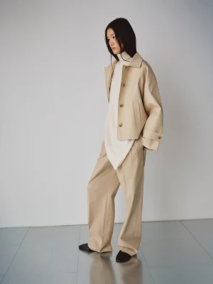 Krótki trencz oversize beżowy - Kobieta - - MANGO