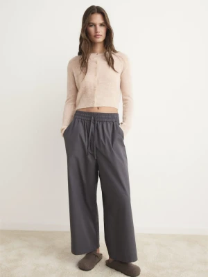 MANGO - Krótki wełniany kardigan beżowy - - Kobieta