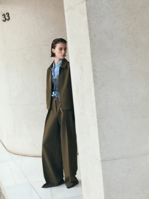 MANGO - Kurtka bomber z koszulowym kołnierzykiem khaki - - Kobieta