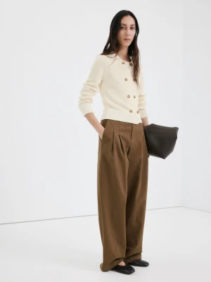 MANGO - Kurtka z dzianiny z guzikami kremowy / écru - - Kobieta